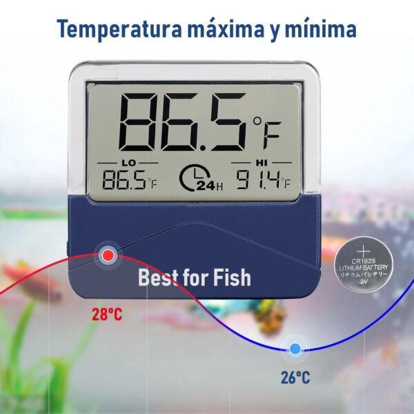 Termómetro digital externo para aquário B4F | com memória de máximos e mínimos