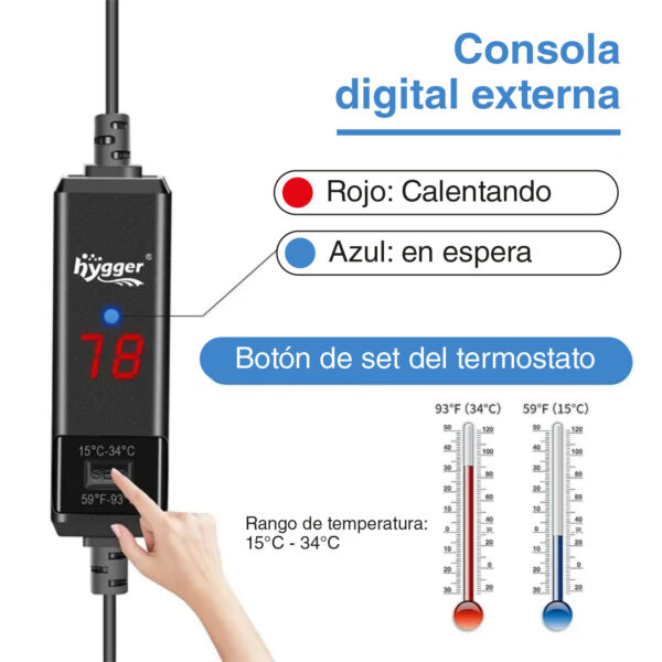 HYGGER Mini Pro Heater com ecrã externo para mini aquários