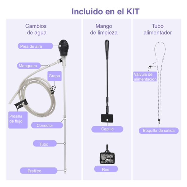 Set Limpieza para acuarios Hygger HG080 | Sifón y Alimentador 3 en 1