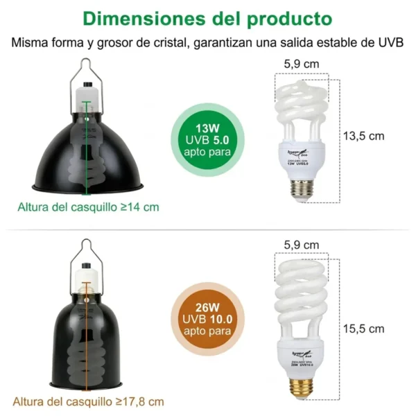 Lámpara UVB para Reptiles Hygger | emisión UVA y UVB de alta calidad