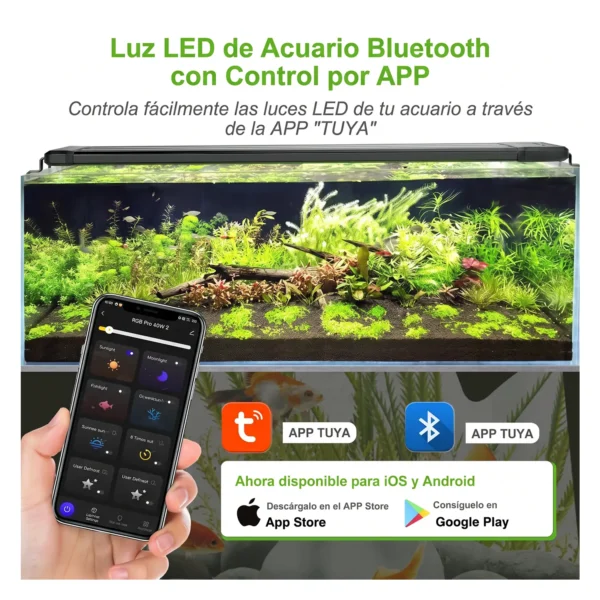 Pantalla LED inteligente bluetooth| RGB con CRI 95 para acuarios plantados