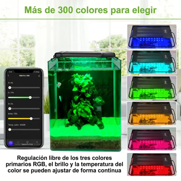 Pantalla LED inteligente bluetooth| RGB con CRI 95 para acuarios plantados