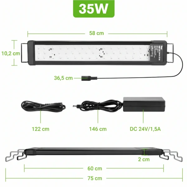 Pantalla LED inteligente bluetooth| RGB con CRI 95 para acuarios plantados