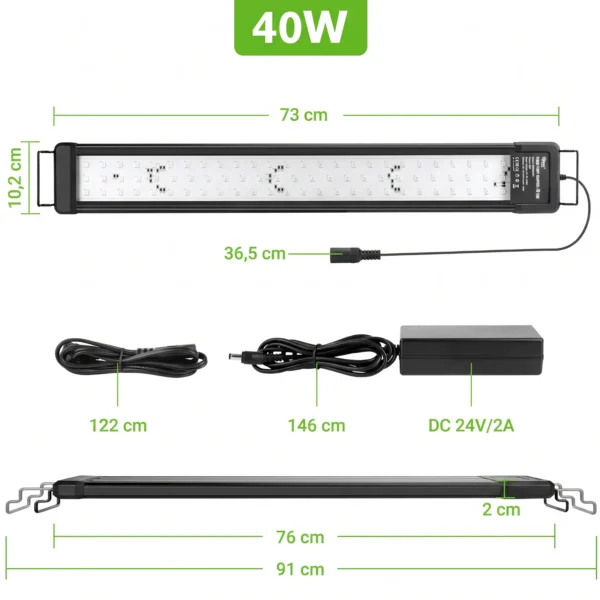 Pantalla LED inteligente bluetooth| RGB con CRI 95 para acuarios plantados